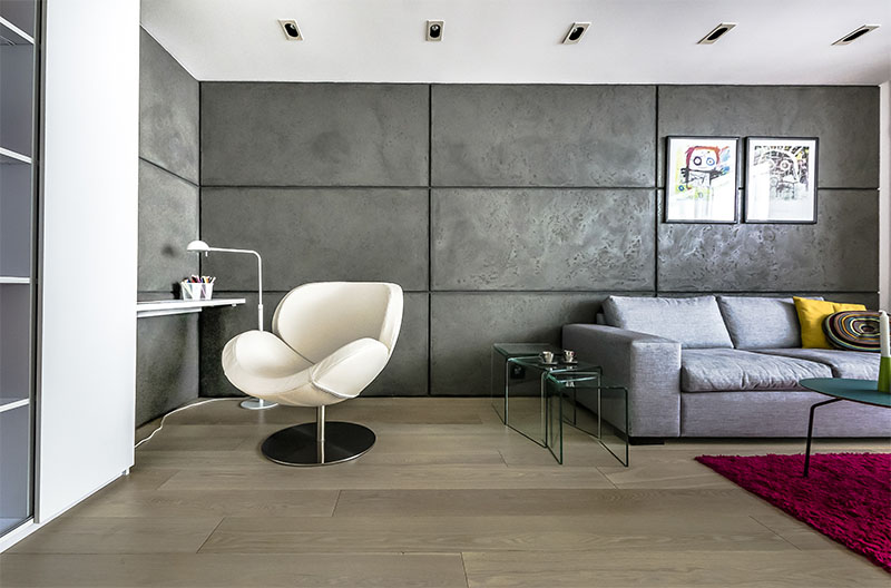 Бетонные стены в интерьере